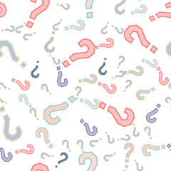 Quiz seamless pattern. Question marks, doubt, faq