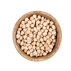 Chickpeas. Isolated. Transparent background. In a bowl. Top view. Food collection. Precision cut and impeccable finish that allows the addition of colored backgrounds.