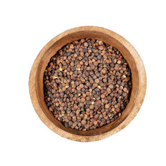 Lentils. Isolated. Transparent background. In a bowl. Top view. Food collection. Precision cut and impeccable finish that allows the addition of colored backgrounds.