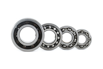 Set of various ball bearings isolated on white
