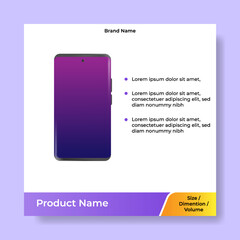 Geometric square social media banner layout, product background backdrop display for ads commerce sale template in gradient purple yellow color