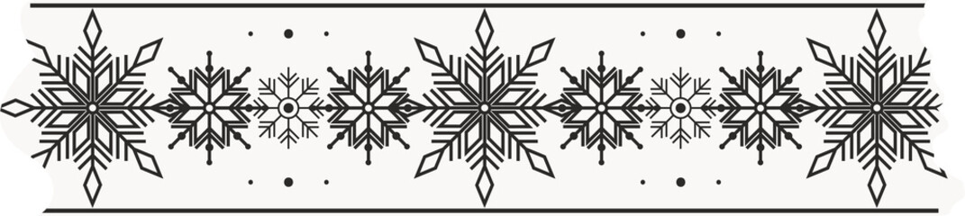 Black and white washi ribbon sticker. Ripped tape. christmas theme 3