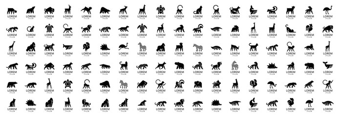 Fototapeta na wymiar Animals logos collection. Animal logo set. Isolated on White background 