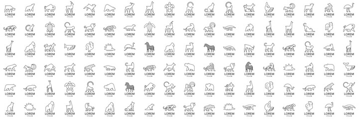Animals logos collection. Animal logo set. Isolated on White background 