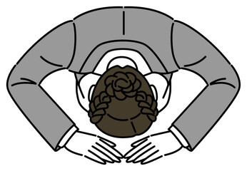 土下座をしているスーツ姿の女性 シンプルなビジネスパーソンのイラスト ベクター