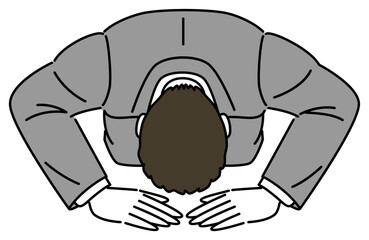 土下座をしているスーツ姿の男性 シンプルなビジネスパーソンのイラスト ベクター