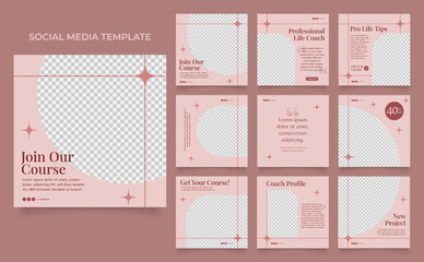 social media template banner blog personal coach promotion. fully editable instagram and facebook post sale poster. trainer course vector background