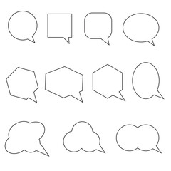 Set Speech bubble, speech balloon, chat bubble line art vector icon for apps and websites