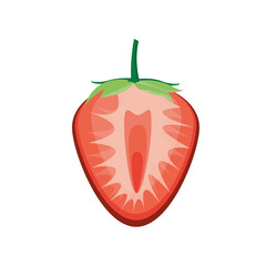 Juicy strawberries in a section on a white background	
