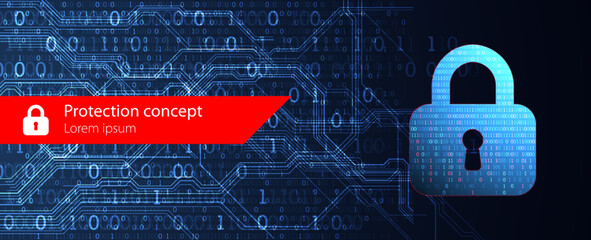 Data security Illustrates cyber data or information privacy idea. Color abstract  internet technology.