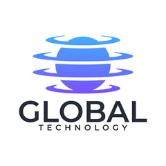 global technology modern logo design
