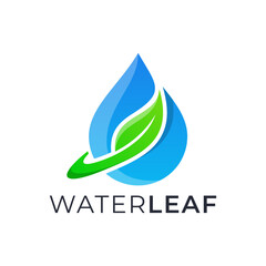 water leaf nature logo design