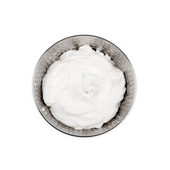 Whipped egg white. Isolated. Top view. Transparent background. Precision cut and impeccable finish that allows the addition of different and colored backgrounds.