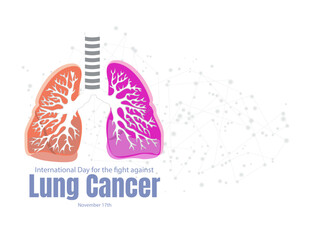 International Day for the fight against lung cancer.colored lung on white background and copyspace