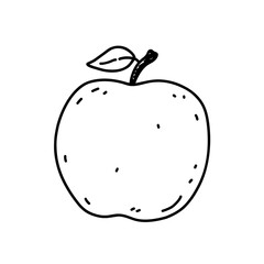 Apple isolated on white background. Organic healthy food. Vector hand-drawn illustration in doodle style. Perfect for cards, decorations, logo, menu, recipes.