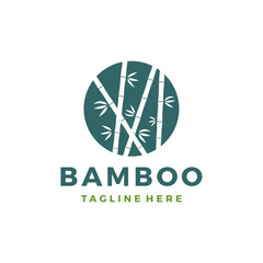 Bamboo silhouette logo design vector illustration