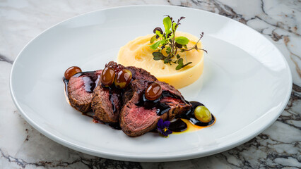 grilled beef steaks with spices