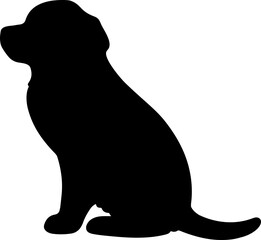 Simple and adorable Rottweiler dog Silhouette sitting in side view