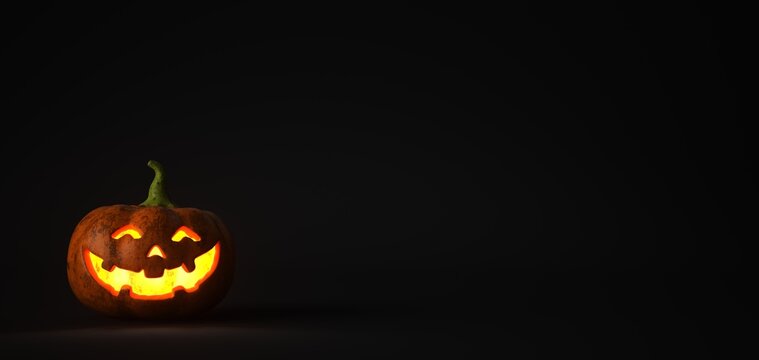 Dark Banner Glowing Halloween Pumpkin