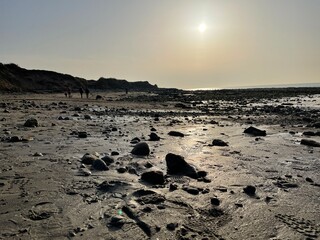 Balade sur la plage &agrave; contre jour