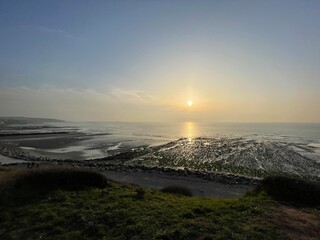 Coucher de soleil sur plage Fran&ccedil;aise