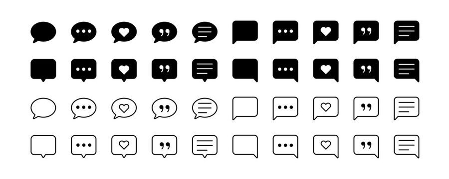 Message icon. Chat symbol. Communication on the internet. Black color. Vector sign.