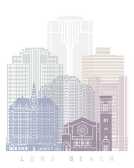 Fototapeta premium LONG BEACH SKYLINE POSTER PASTEL