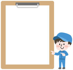 バインダーと作業員のイラスト