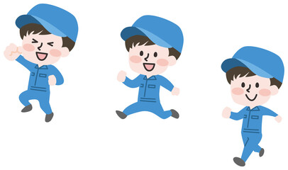 ステップジャンプする作業員