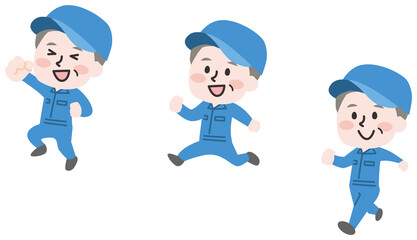 ステップジャンプする作業員