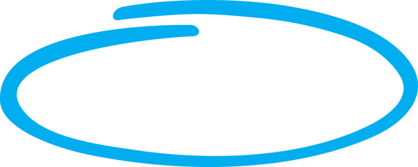 Blue circle, pen draw. Highlight hand drawing circle isolated on background. Handwritten blue circle. For marking text, numbers, marker pen, pencil, logo and text check, vector illustration