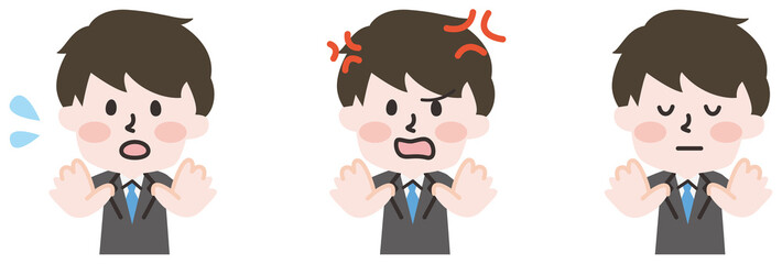  断る男性のイラスト