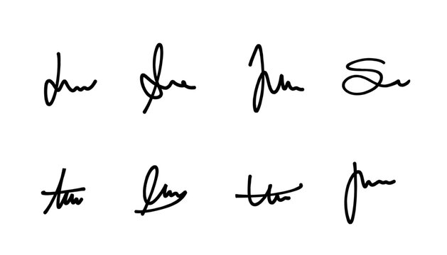 Business signature vector set. Fake signature set.