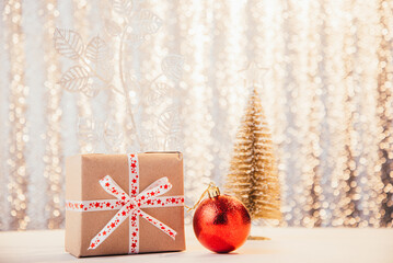 new year gift. A Christmas gift. Christmas background with gift box. Christmas celebration