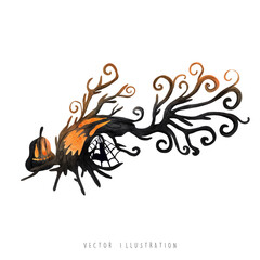 spooky tree, halloween element, vector illustration