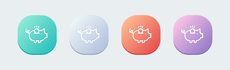 Savings line icon in flat design style. Pig coin signs vector illustration.
