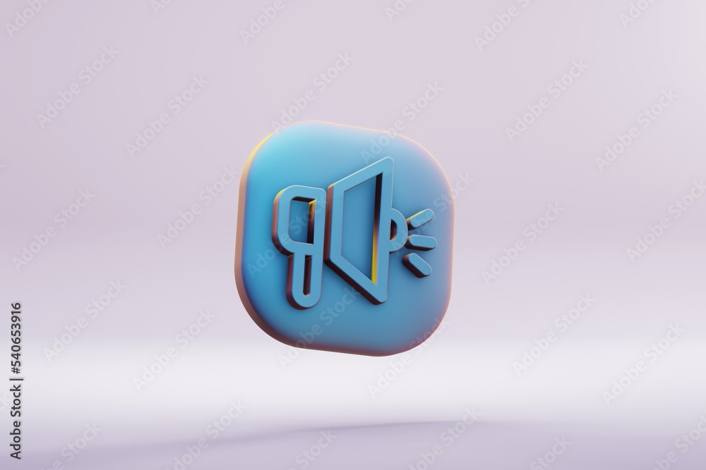Poster beautiful illustration healthy blue megaphone symbol icons on a bright pink background. 3d rendering