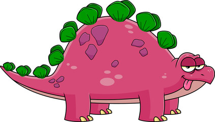 Stegosaurus Dinosaur Cartoon Character. Hand Drawn Illustration Isolated On Transparent Background © HitToon.com