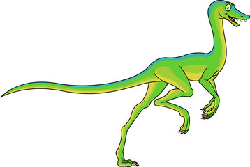 Obraz premium Coelophysis Dinosaur Cartoon Character. Hand Drawn Illustration Isolated On Transparent Background