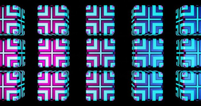 Colorful animated VJ loop. Abstract flashing neon elements. High quality 4k footage