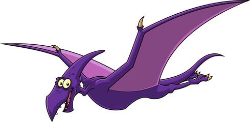 Pteranodon Dinosaur Cartoon Character. Hand Drawn Illustration Isolated On Transparent Background © HitToon.com