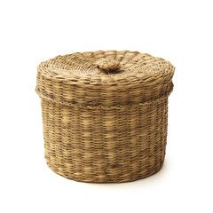 small wicker basket with lid. isolated white background