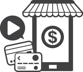 Online shopping by smartphone illustration in minimal style