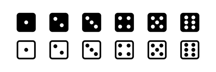 Dice icon. Dice for a casino game. Outline symbol. Vector sign.