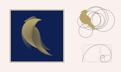 vector bird in golden ratio 