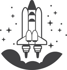 rocket going into space illustration in minimal style