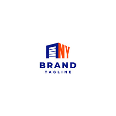 Obraz premium NY Initial Letters and Storage Door Icon Logo Design. Initial Letter NY Next To Garage Door Icon Logo Design.
