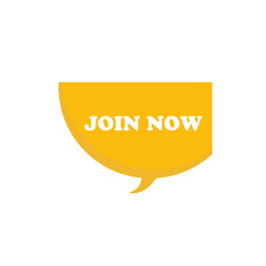 Join now yellow cartoon, hand draw speech bubble
