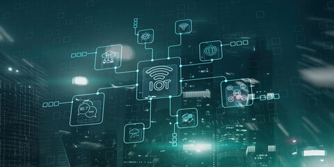 IOT concept. Internet of things. Smart city and communication network. Telecommunication