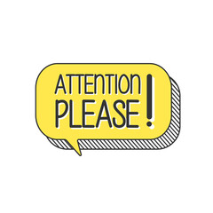 attention please retro speech bubble